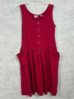 Vintage Laura Katherine Dress Sz Medium Red Boho Pockets Flaw